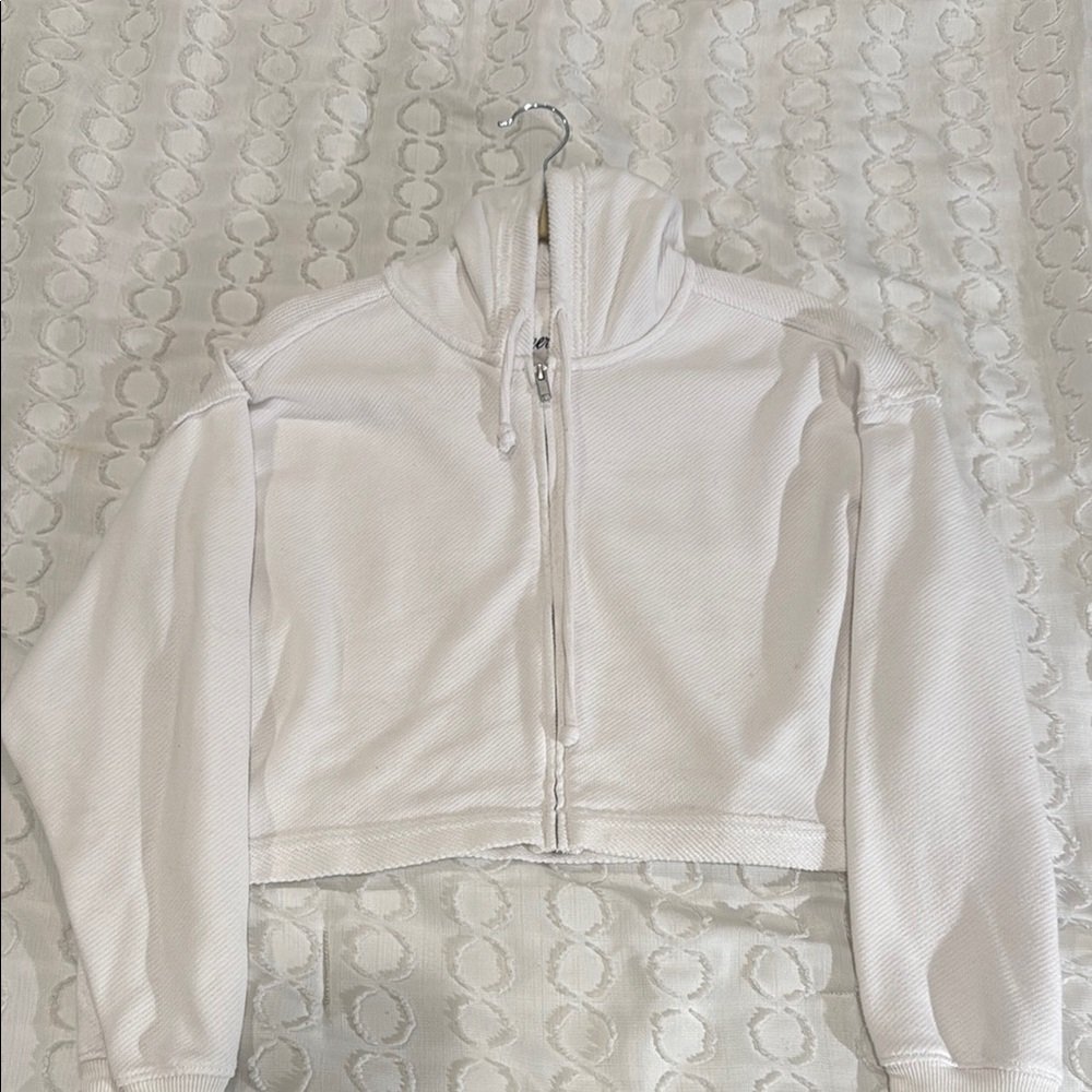 Aerie White Cropped Hoodie